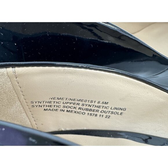 Steve Madden Black Patent Synthetic Leather Square Toe Block Heel Shoe 8.5M - Picture 7 of 7